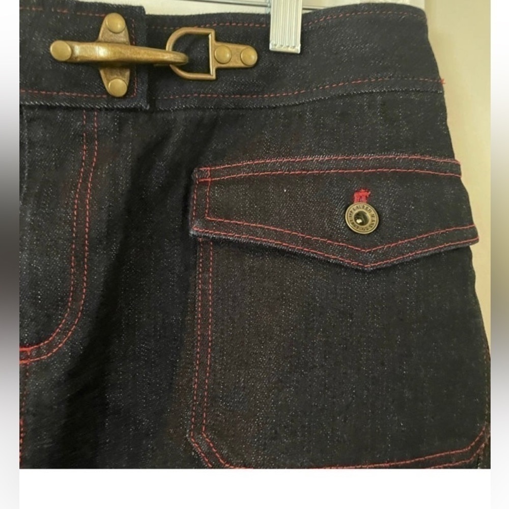 Lauren Equestrian Style Buckle Detailed Dark Jean Skirt. Size 10 - Picture 4 of 4